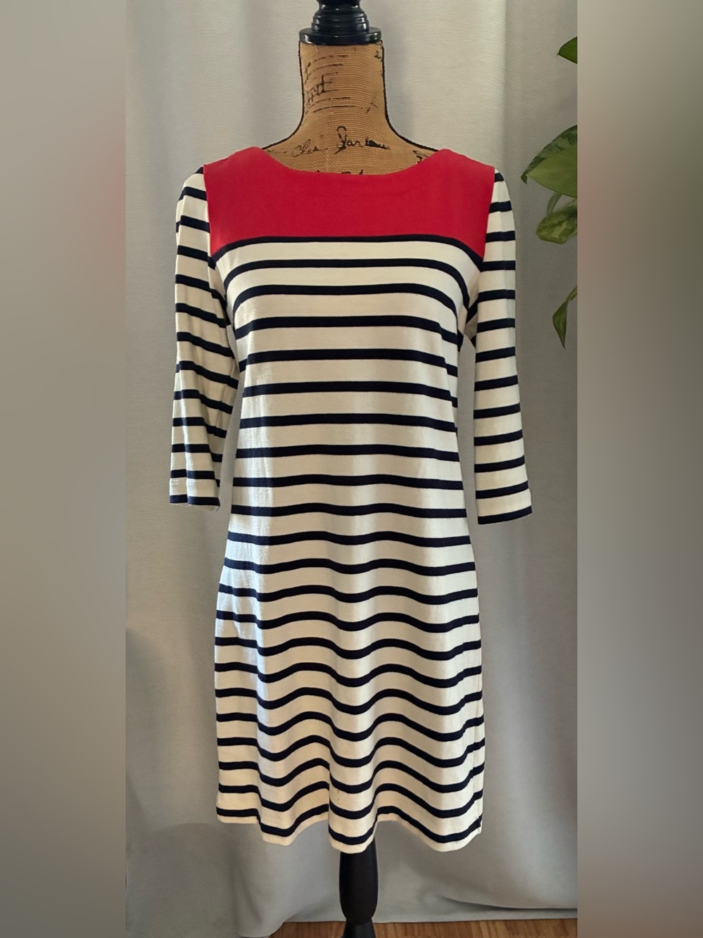 GAP Red and Navy Striped Knit Dress